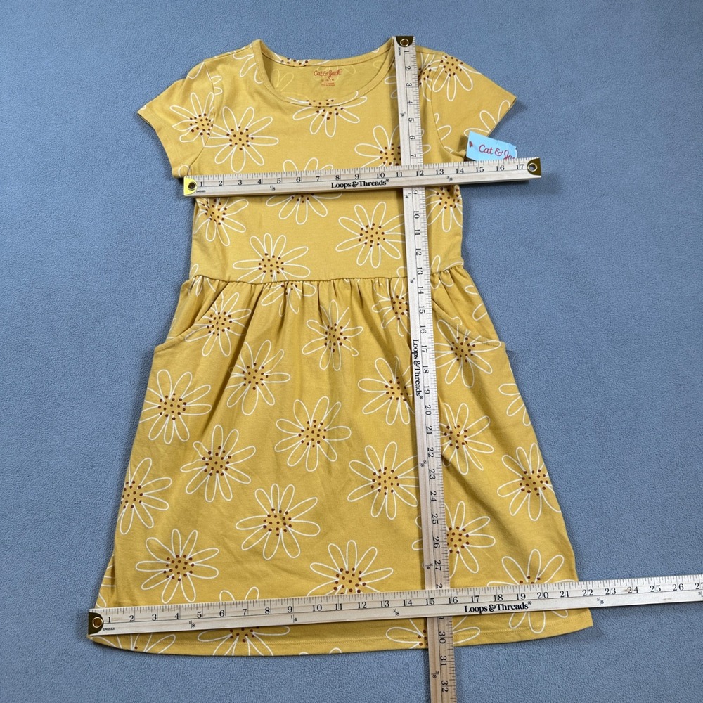 Cat & Jack T Shirt Dress L 10/12 Girls Yellow Daisy Print Short Sleeve Cute NWT - Picture 3 of 8